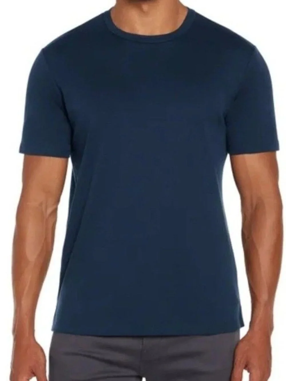 NWT Banana Republic Men's L Luxe Touch Tee 100% Cotton Blue Crew Neck T-Shirt